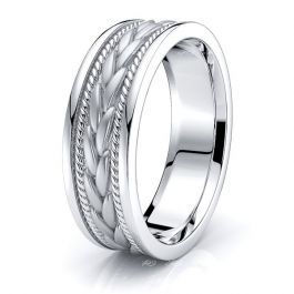 Double-braided Milgrain Hand Woven Wedding Ring Set