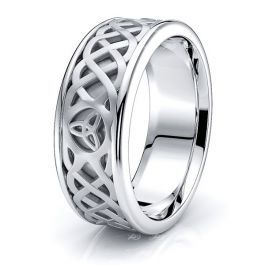 Celtic Wedding Bands - Agrona Trinity Knot Celtic Ring Comfort Fit 7mm