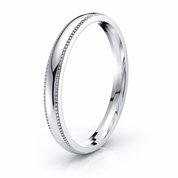 Solid Dome Milgrain Comfort Fit Mens Wedding Bands