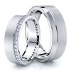0.60 Carat 6mm Grooved Matching His and Hers Diamond Wedding Ring Set