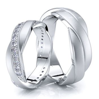 0.66 Carat 6mm Fancy Designer His and Hers Diamond Wedding Band Set