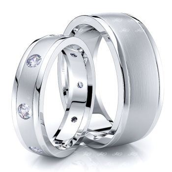 0.40 Carat Classic 7mm His and 5mm Hers Diamond Wedding Ring Set