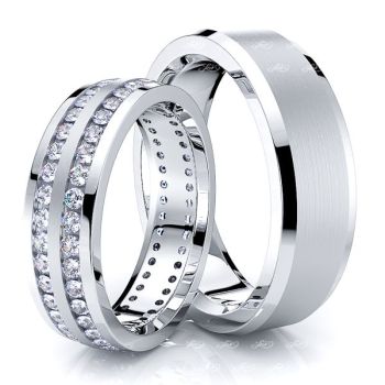 1.60 Carat Stylish Designer 6mm His and Hers Diamond Wedding Band Set