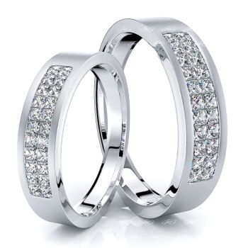 1.32 Carat 5mm Matching His and Hers Diamond Wedding Ring Set
