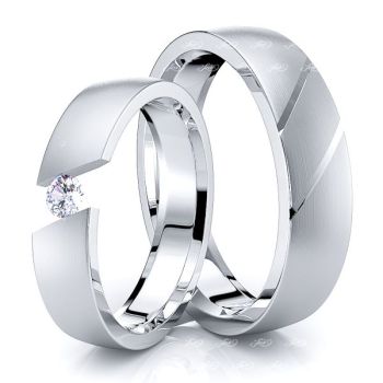 0.10 Carat 5mm Fancy His and Hers Diamond Wedding Ring Set
