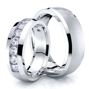 0.77 Carat 6mm Bestseller His and Hers Diamond Wedding Band Set