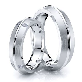 0.16 Carat 5mm Fancy Knife Edge His and Hers Diamond Wedding Band Set