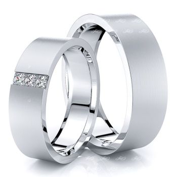 0.15 Carat Princess Cut Flat 6mm His and Hers Diamond Wedding Band