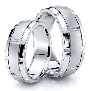 7mm Designer Matching His and Hers Wedding Ring Set