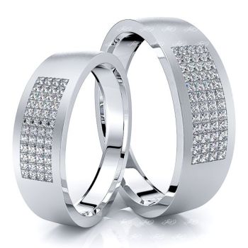 1.00 Carat 6mm Couples His and Hers Diamond Wedding Ring Set
