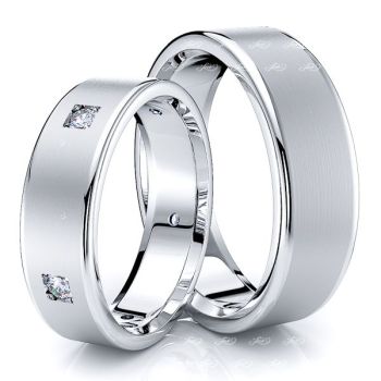 0.20 Carat 6mmTraditional His and Hers Diamond Wedding Ring Set