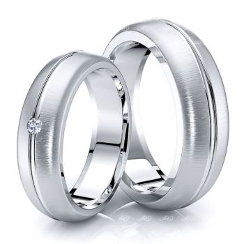 0.05 Carat Statement Piece 6mm His and Hers Diamond Wedding Ring Set