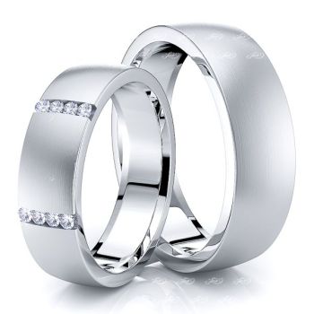0.12 Carat Elegant 6mm His and Hers Diamond Wedding Ring Set