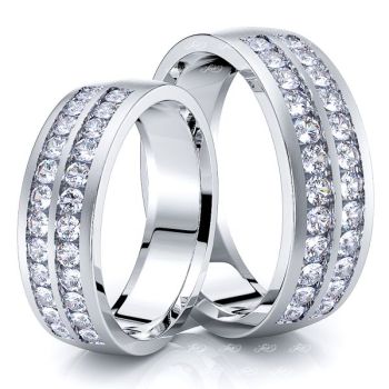 0.96 Carat Classic 6mm His and Hers Diamond Wedding Ring Set