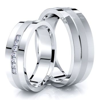 0.10 Carat Attractive 6mm His and Hers Diamond Wedding Band Set