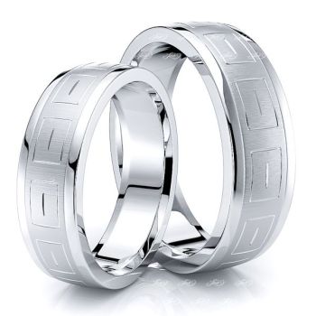 Modern Designer Matching 6mm His and Hers Wedding Band Set