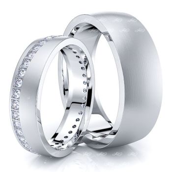 0.60 Carat Bestseller 7mm His and 5mm Hers Diamond Wedding Band Set