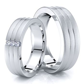 0.06 Carat Chic Classic 6mm His and Hers Diamond Wedding Ring Set