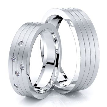 0.07 Carat Traditional 6mm His and Hers Diamond Wedding Band Set