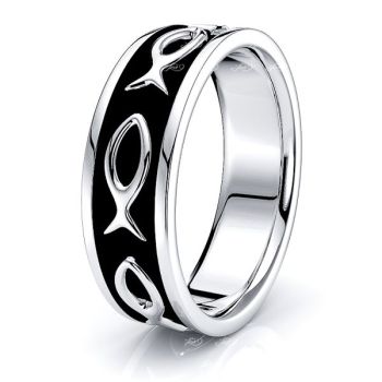 Atticus Jesus Fish Motif Women Wedding Ring