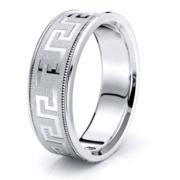 Miriam 7mm Greek Key Mens Wedding Ring Miriam 7mm Greek Key Mens Wedding Ring