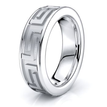 Posey 7mm Greek Key Mens Wedding Ring