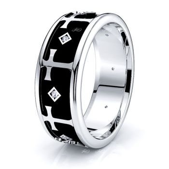 Isla Cross Christian Mens Diamond Wedding Ring