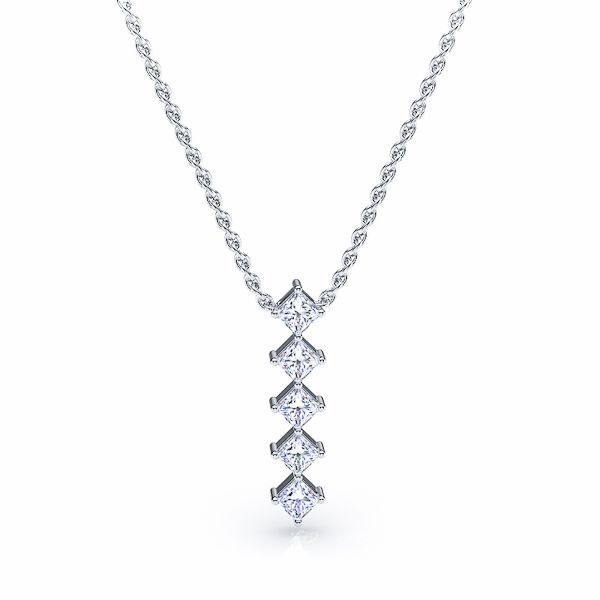18k white gold necklace with diamond trilogy pendant