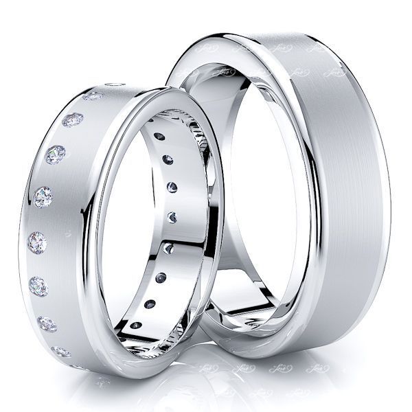 0.33 Carat Designer Matching 6mm His and Hers Diamond Wedding Ring Set