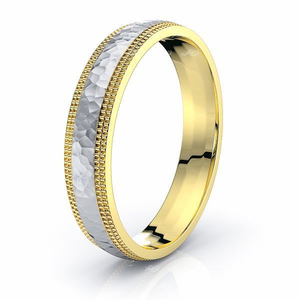 10K White Gold 4mm Domed Standard Comfort-Fit Wedding Band Ring for Men /& Women with Double Milgrain
