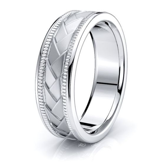 Amos Hand Woven Mens Wedding Band