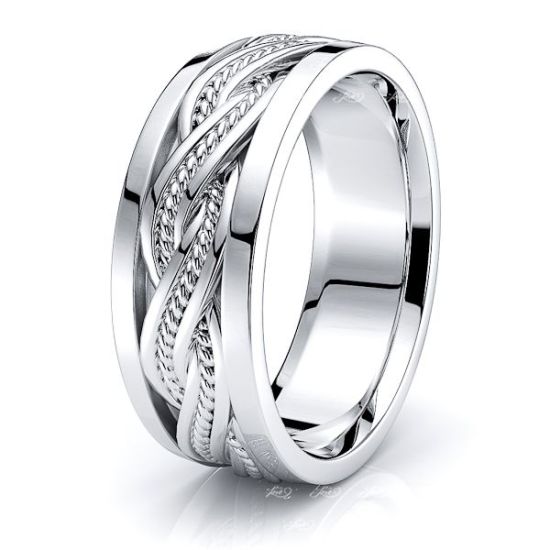 Bear Mens Hand Braided Wedding Ring