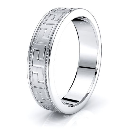 Shepherd 5mm Greek Key Mens Wedding Band