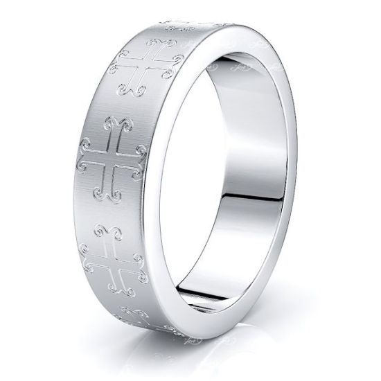 Sullivan Solid 7mm Cross Mens Wedding Band