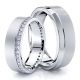 0.60 Carat 6mm Grooved Matching His and Hers Diamond Wedding Ring Set