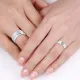 0.15 Carat Single Step Edge 7mm His and 5mm Hers Wedding Band Set