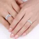 Fish Eye Cut Matching 7mm His and 5mm Hers Wedding Ring Set