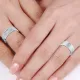 0.05 Carat 6mm Off Center His and Hers Diamond Wedding Ring Set