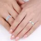 0.05 Carat Raised Edge 6mm His and 4mm Hers Diamond Wedding Band Set