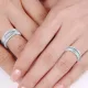 0.70 Carat Deep Groove 7mm His and 5mm Hers Diamond Wedding Ring Set