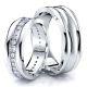 0.70 Carat Fancy Wave Design 7mm His and Hers Diamond Wedding Ring Set