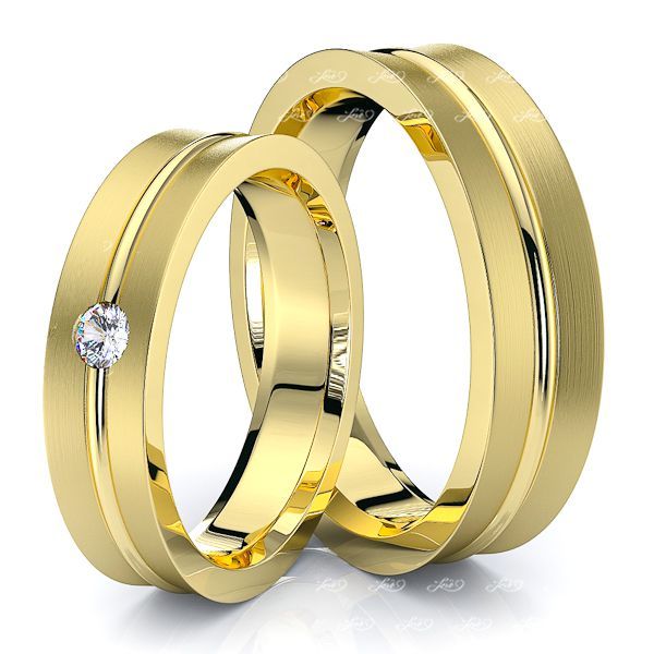 0.08 Carat 5mm Concave Matching His and Hers Diamond Wedding Band Set