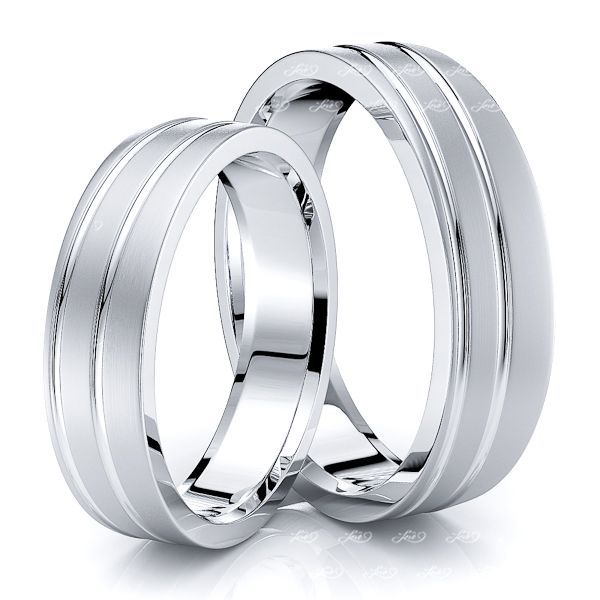 Solid Elegant Modern Designer Matching 5mm His and Hers Wedding Band Set