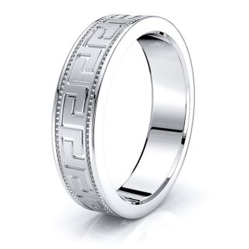 Shepherd 5mm Greek Key Mens Wedding Band