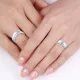 0.12 Carat 7.5mm Raised Center His and Hers Diamond Wedding Ring Set