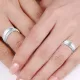 0.12 Carat 7.5mm Raised Center His and Hers Diamond Wedding Ring Set