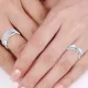 0.80 Carat Wavy Shaped Edge 7mm His and Hers Diamond Wedding Ring Set