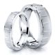 Fish Eye Cut Matching 7mm His and 5mm Hers Wedding Ring Set