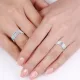 0.05 Carat 6mm Off Center His and Hers Diamond Wedding Ring Set