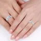 0.18 Carat Raised Center 6mm His and 4mm Hers Diamond Wedding Ring Set